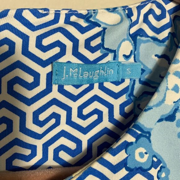 J. Mclaughlin Sheath Dress Size Small Blue Floral Catalina Cloth Stretch travel - Picture 5 of 8